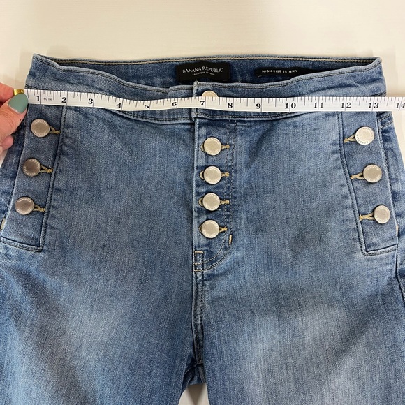 Banana Republic Premium Denim Medium Wash Button Fly High Rose Skinny Jeans 25 - Picture 9 of 12